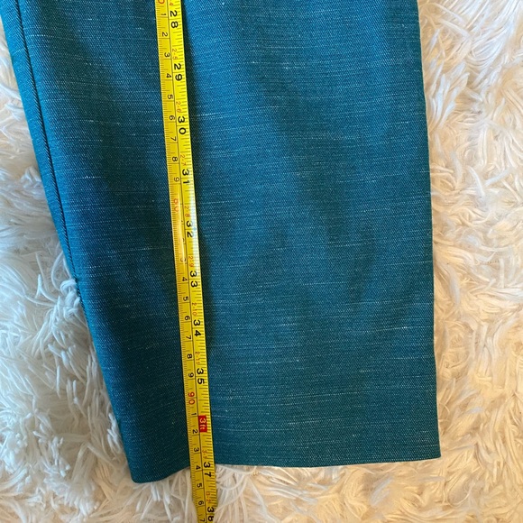 LOFT Pants Womens 12 Blue Marisa Ankle Linen Blend Stretch Tapered Office Career - Picture 12 of 12